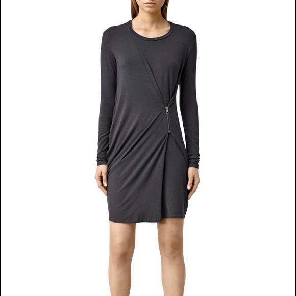 NWT All Saints Albi charcoal black dress - Picture 2 of 6