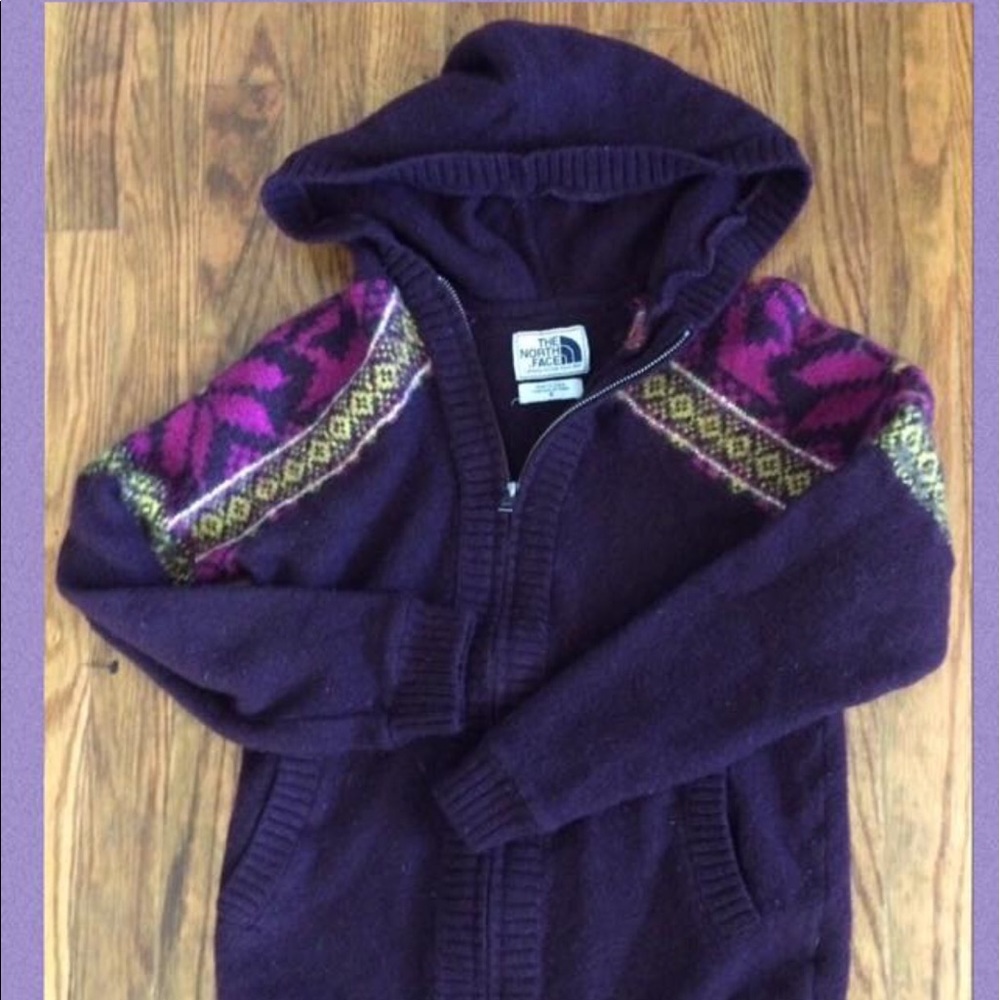 North Face Wool Blend Fair Isle Zip Up Hoodie