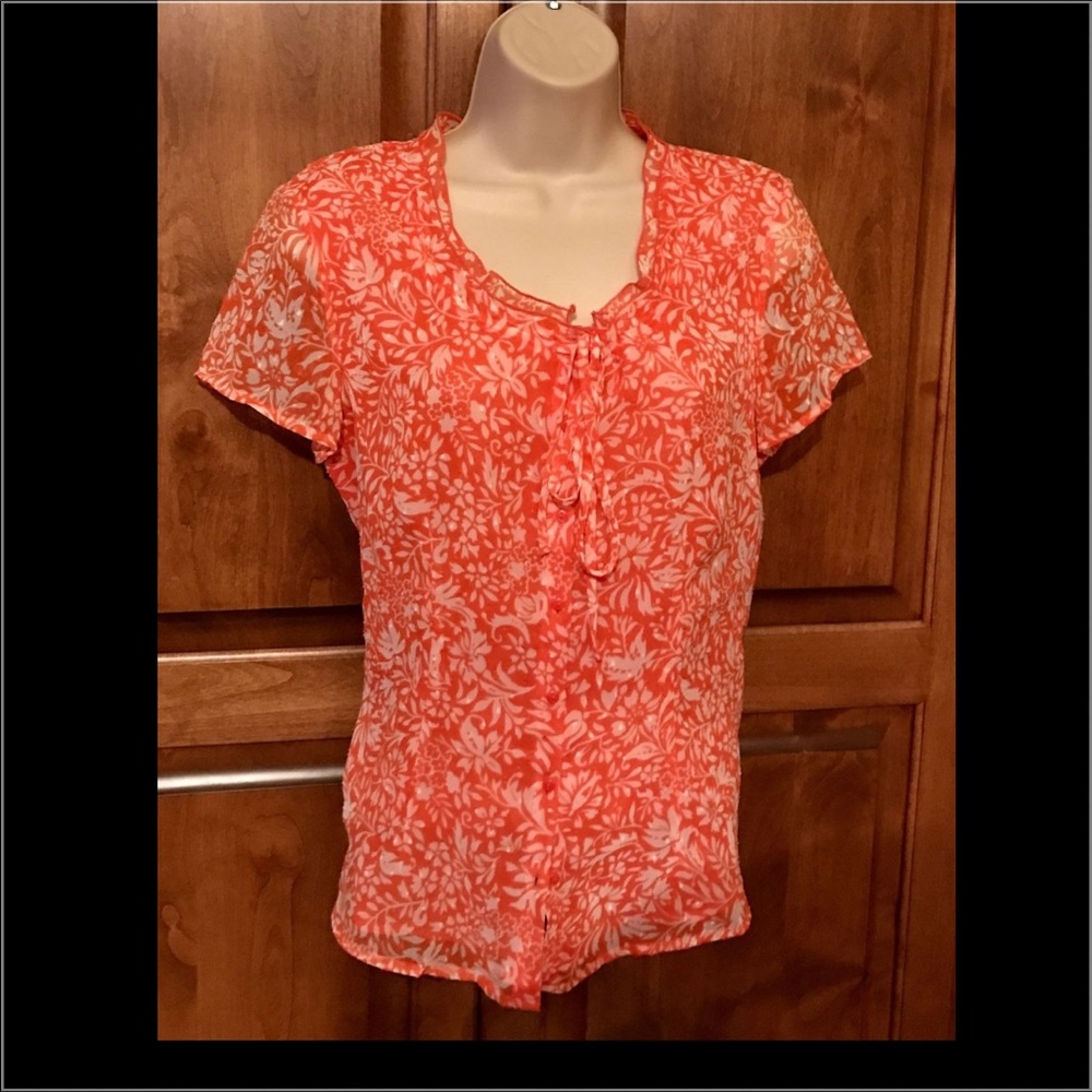 COLDWATER CREEK Size S Short Sleeve Orange Blouse