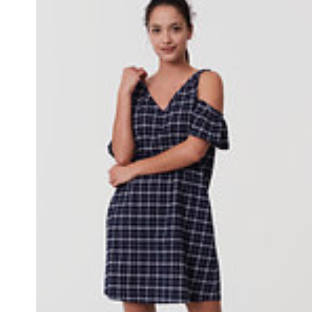 Loft XL cold shoulder blue dress