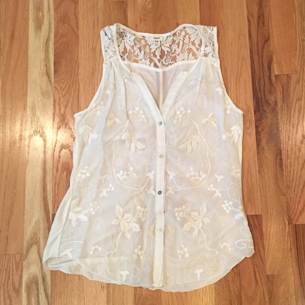 ANTHROPOLOGIE Tiny XS ivory blouse top lace NEW