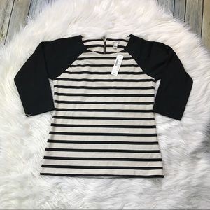 [J.Crew] NWT Black Raglan Striped Sailor Top