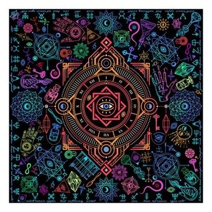 Square 100% silk scarf "Alchemy" black