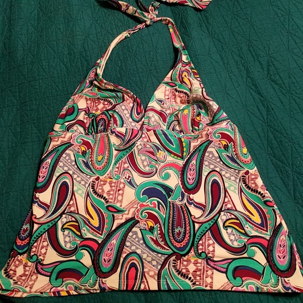 Bright Paisley halter tankini