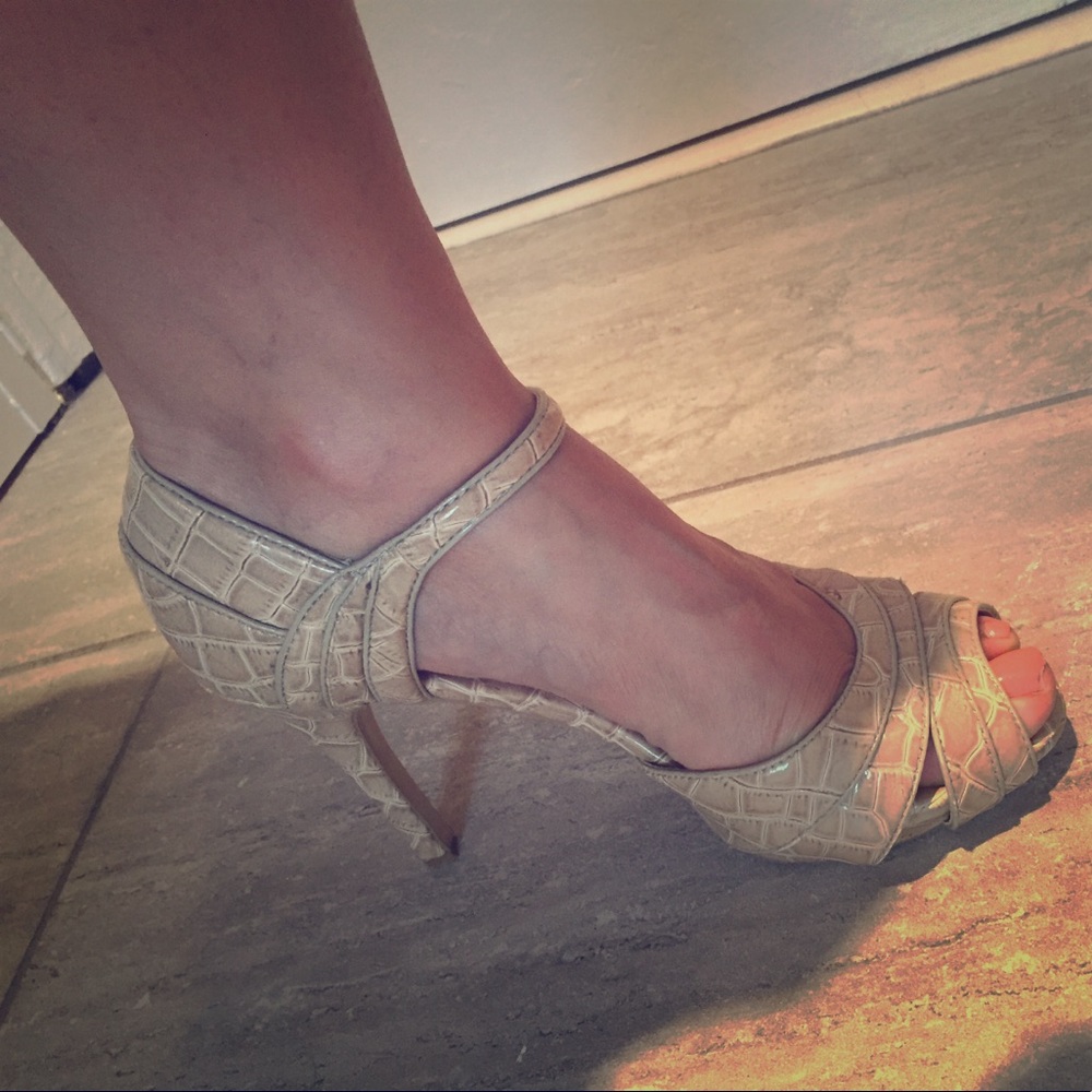 Nude ankle strap sandals -White House Black Market