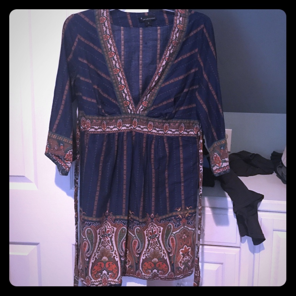 3/4 sleeve Boho dress. Twentyone