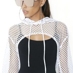 Women's fishnet crop hoodie