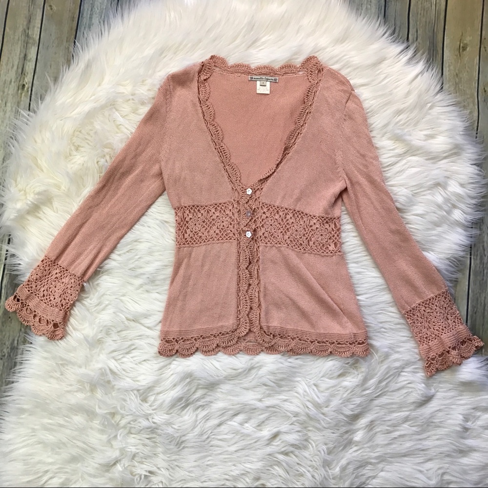 [Nanette Lepore] Pink Crochet Vintage Cardigan