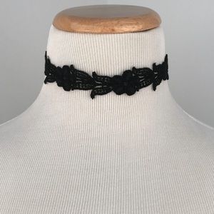 Black Florar Embroidery Choker