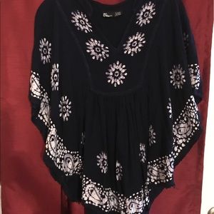 Summer boho top navy color