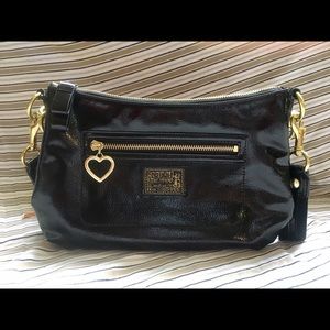 Black COACH Poppy Patent Leather Tote/Messenger