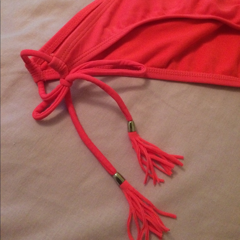 Hot pink bathing suit bottoms with fringe! - Picture 2 of 3