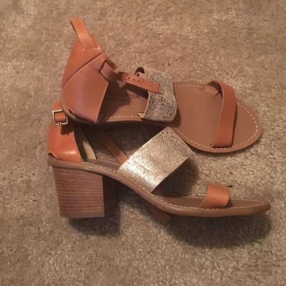Madewell Shoes - Strappy Block Heel Sandals in Tan/Metallic