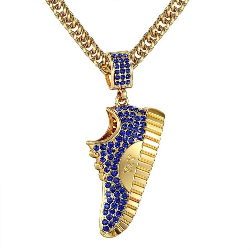 Hip hop full rhinestone runing shoes pendant chain