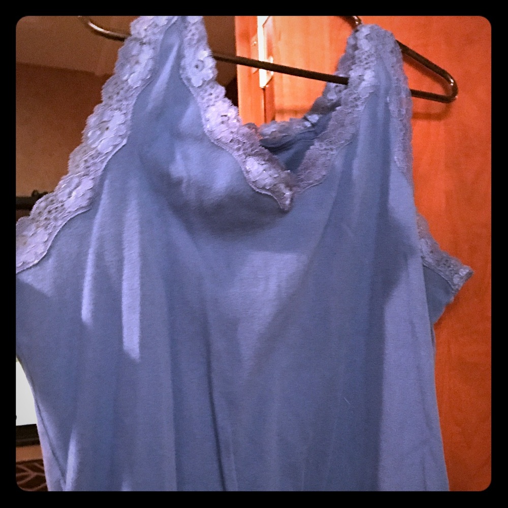 Karen Scott Royal Blue Tank with Lace trim