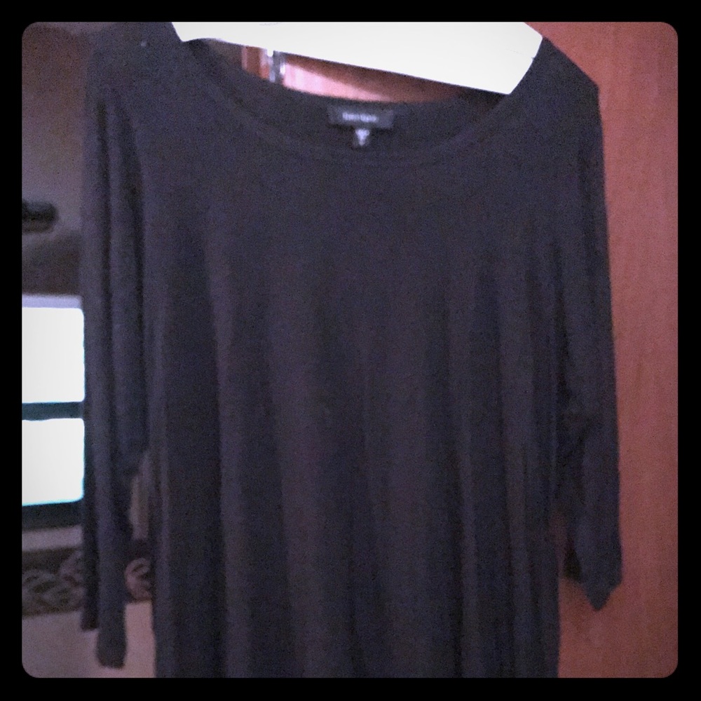 Karen Kane Black long Tunic with sheer trim 1X