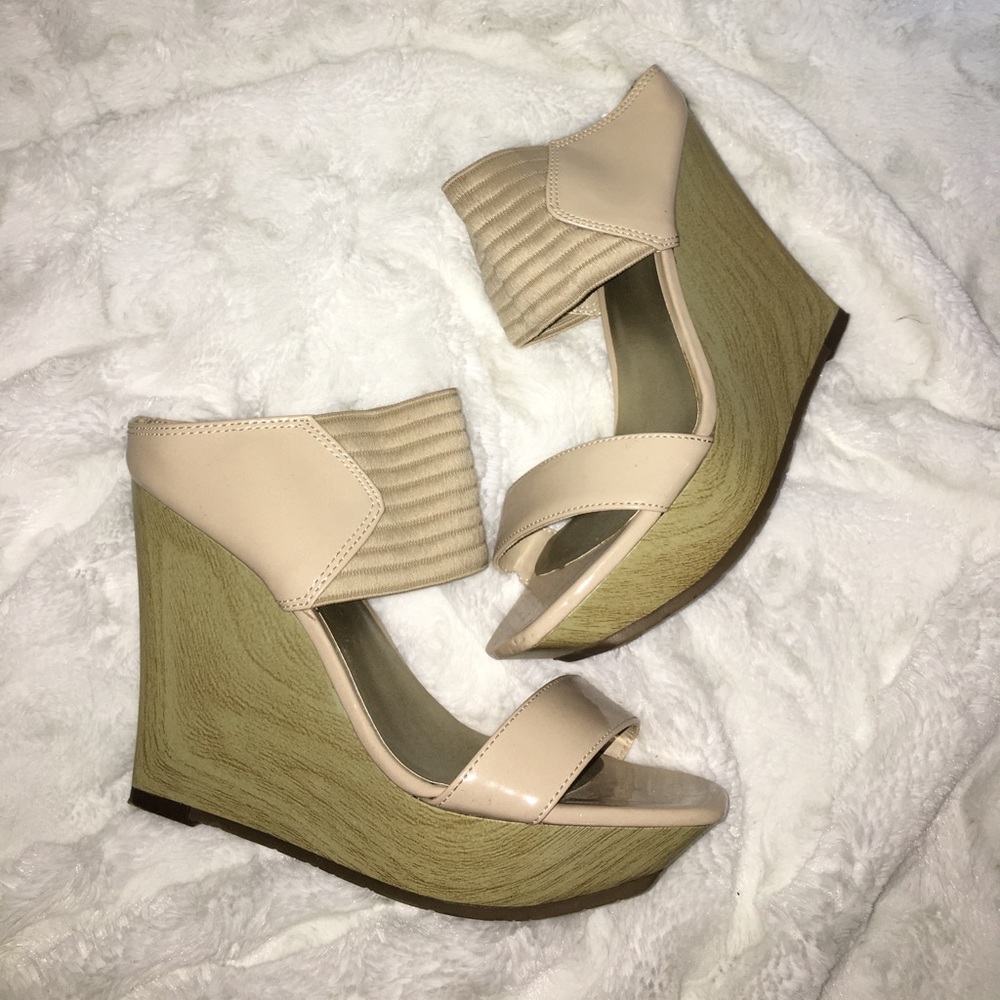 Jessica Simpson open back wedge.