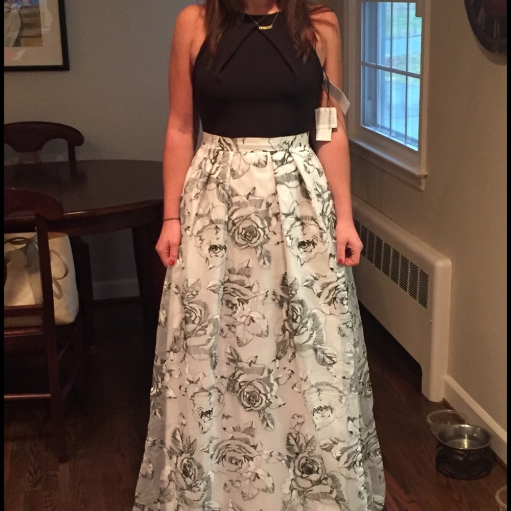 Black and White Floral Ballgown