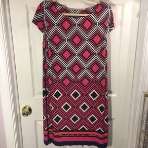 Summer pink pattern dress, L