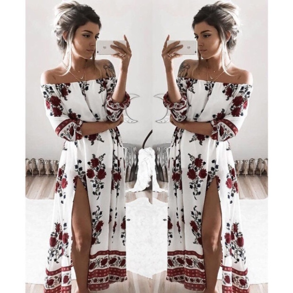 Flower Print Maxi Dress.