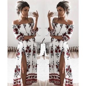 Flower Print Maxi Dress.