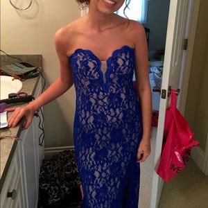BLUE LACE PROM GOWN