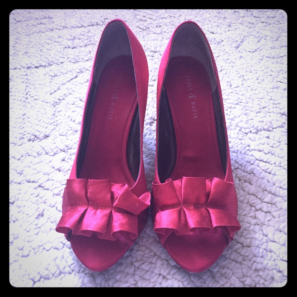 Red satin shoes