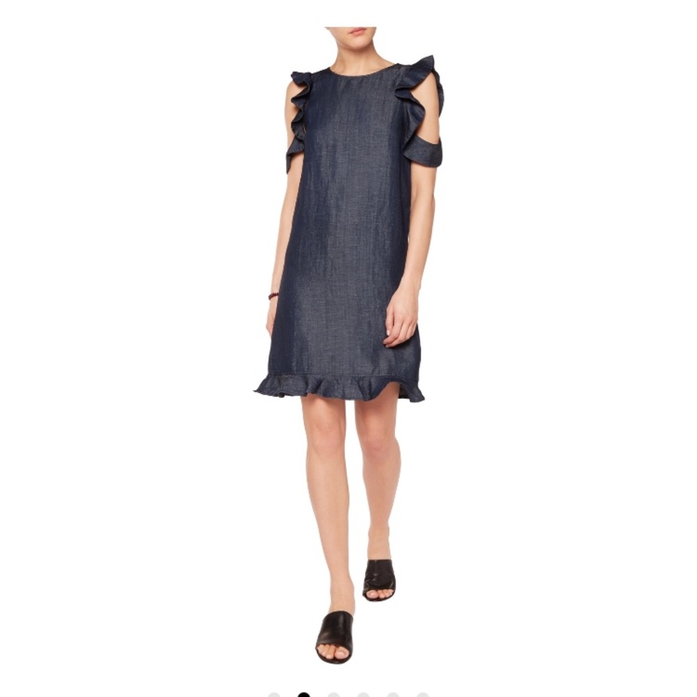 Iris and Ink cutout chambray ruffle dress