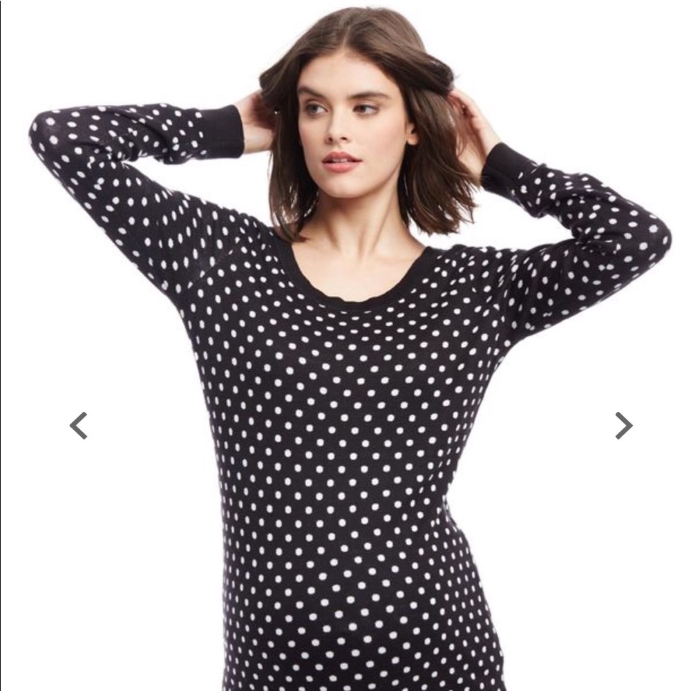 Motherhood Maternity XL B &W Polka Dot Sweater
