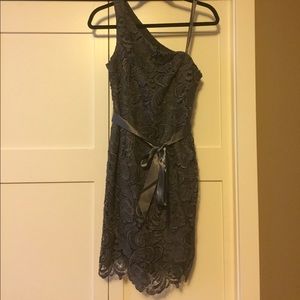 Petite Silver Lace Cocktail Dress