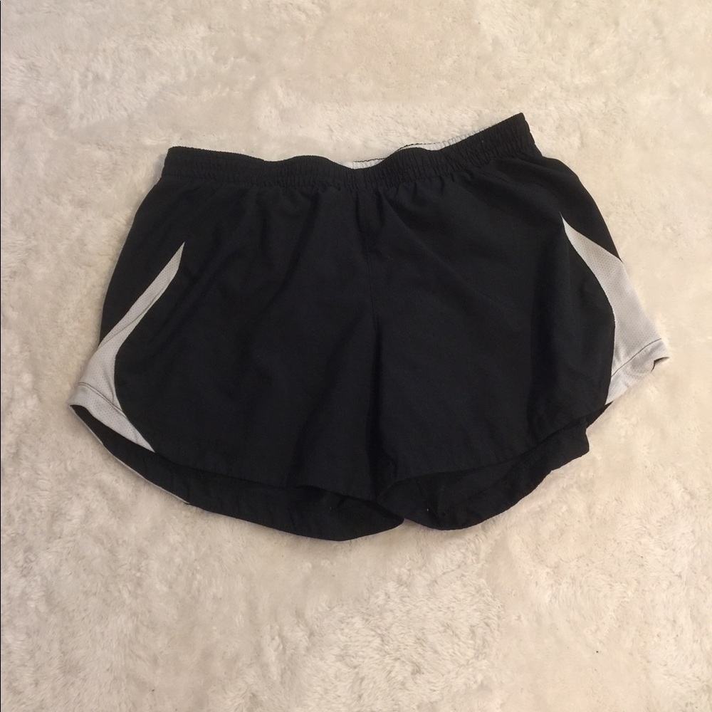 Black and white Nike performance running shorts