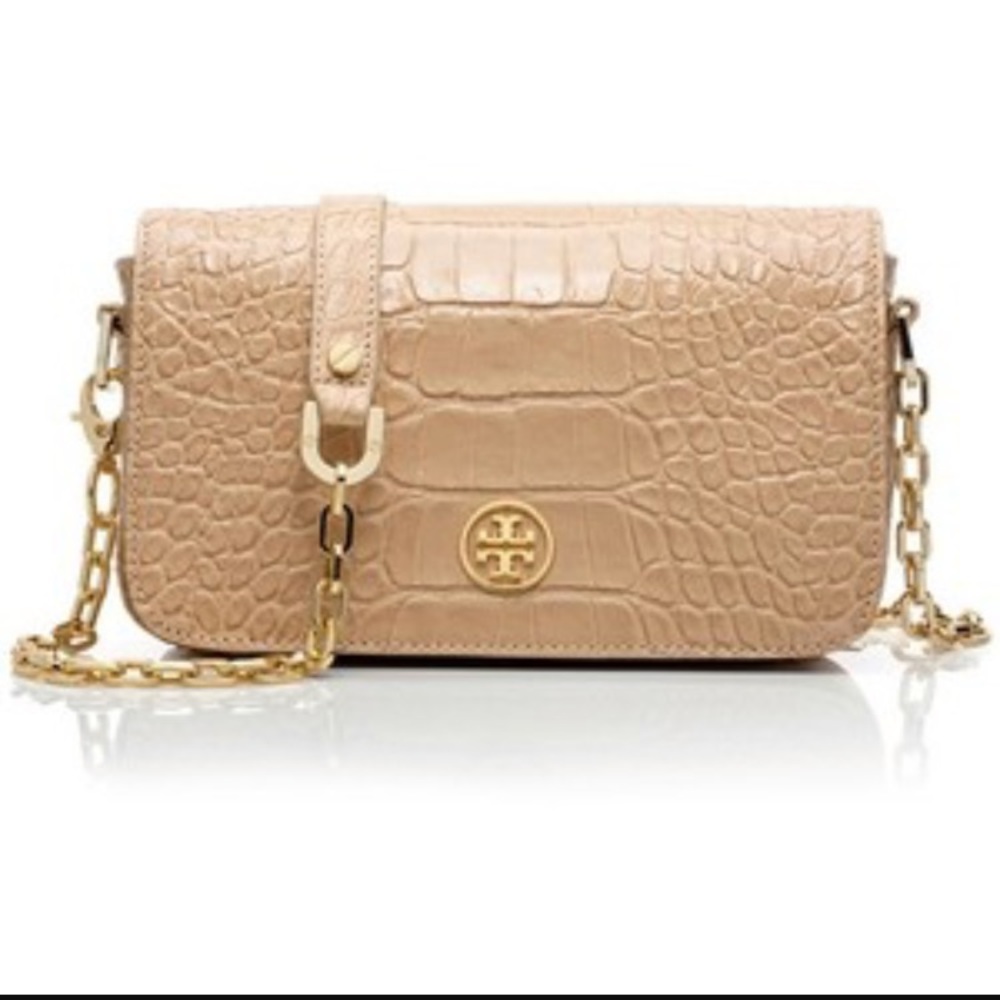 Tory Burch Croc Embossed Robinson Bag