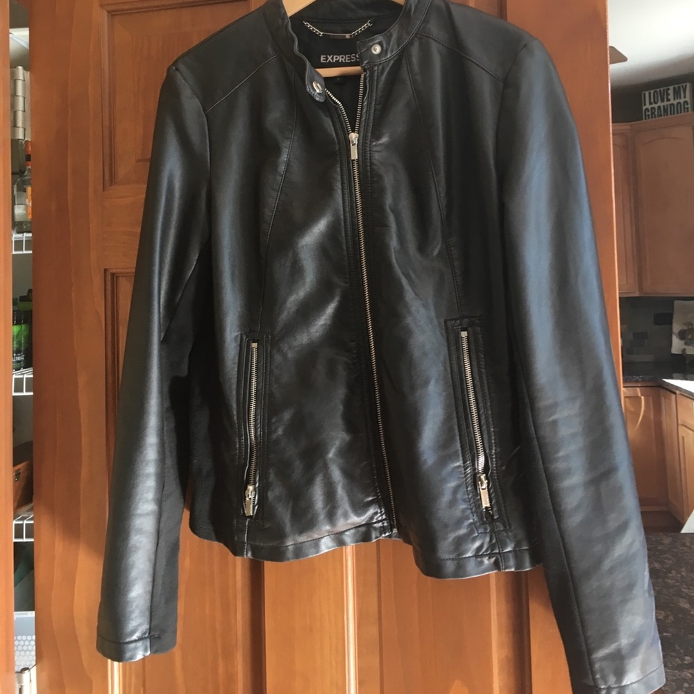 Black leather coat from express