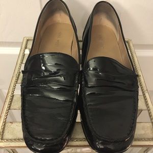Black patent loafers