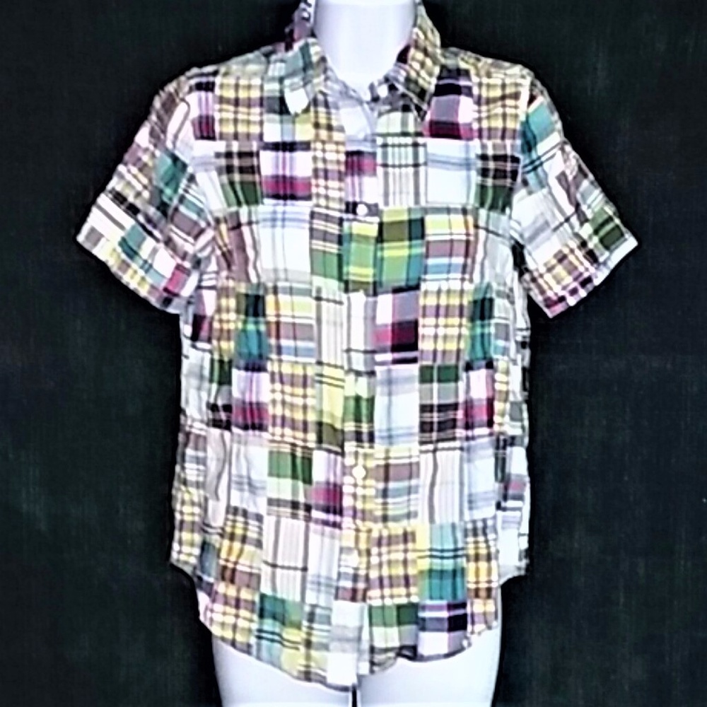 J Crew Madras Patchwork Size 4 Short Sleeve