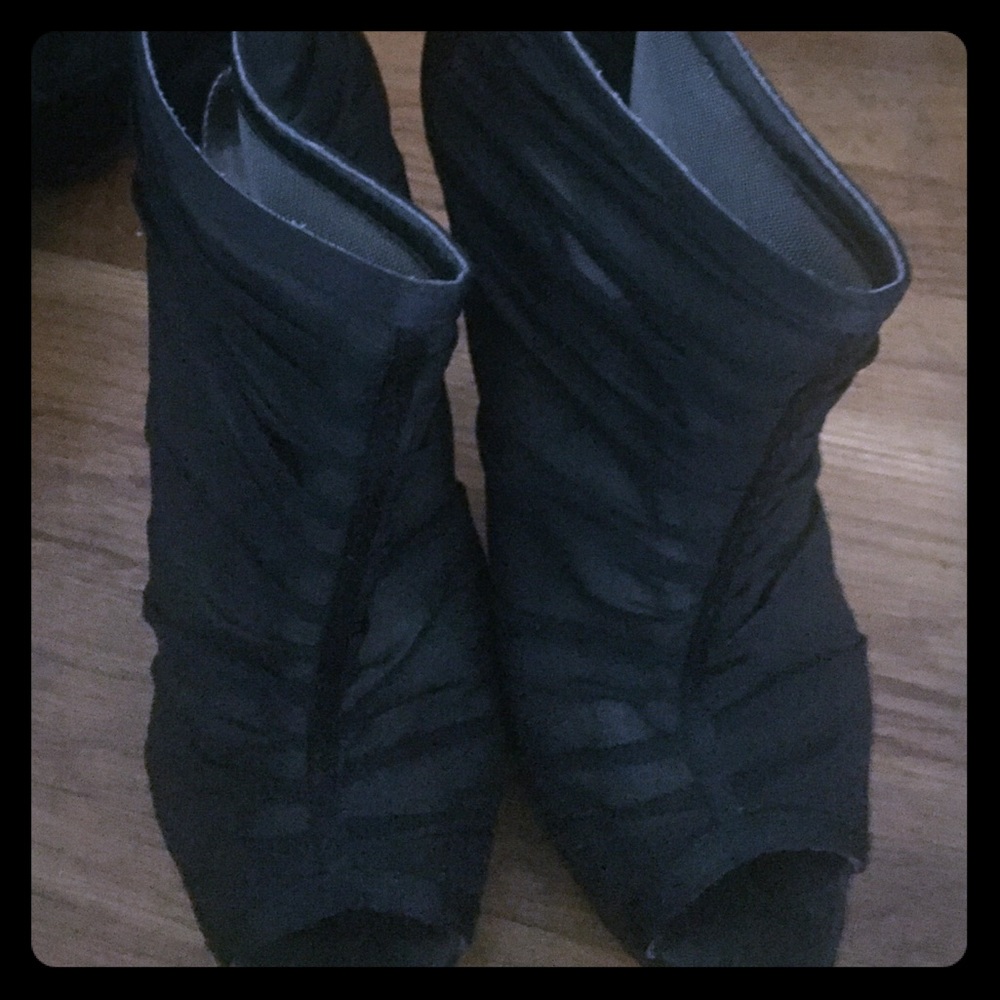 Peep toe sheer booties