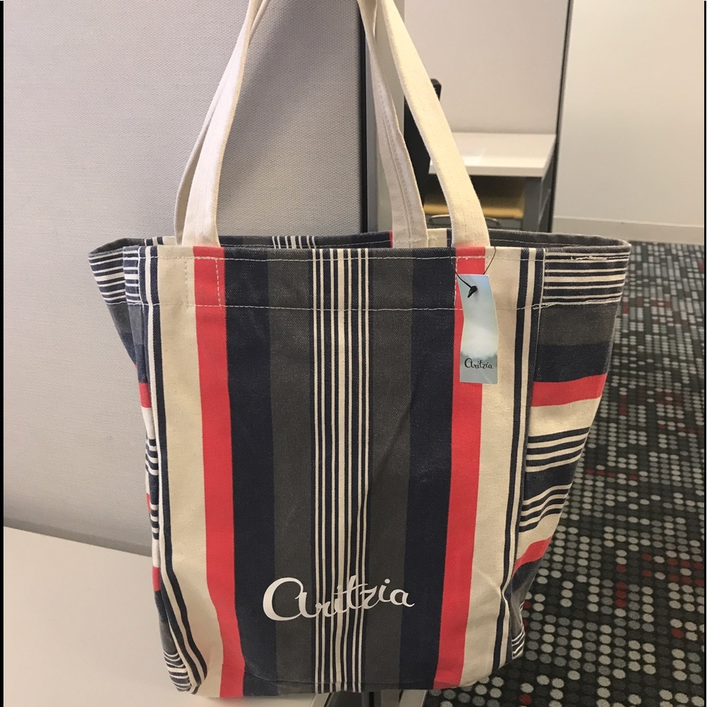 Aritzia striped canvas tote bag NWT