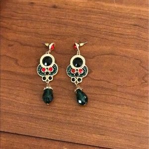 Drop jeweled earrings