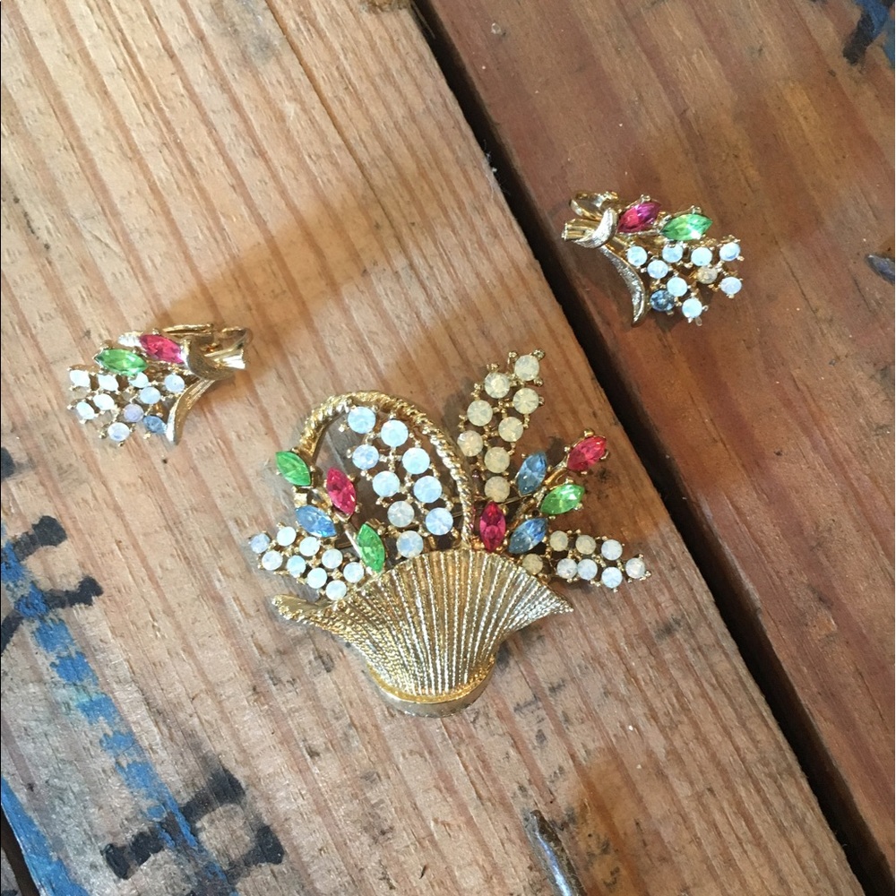 Vintage Pin and Earring Set