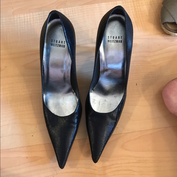Stuart Weitzman Formal Satin 3.5" black heels - Picture 2 of 8