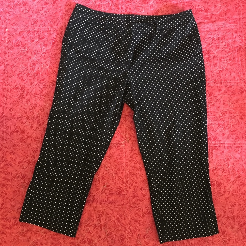 Black and white polka dot capris