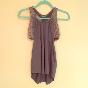 Gray workout tank top with built-in sports bra