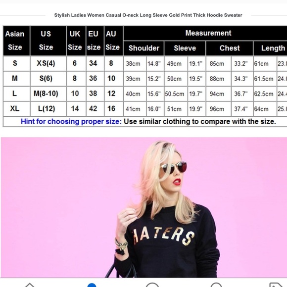 ❤️SALE! Haters” Gold & Black Fitted Sweatshirt - Picture 3 of 3