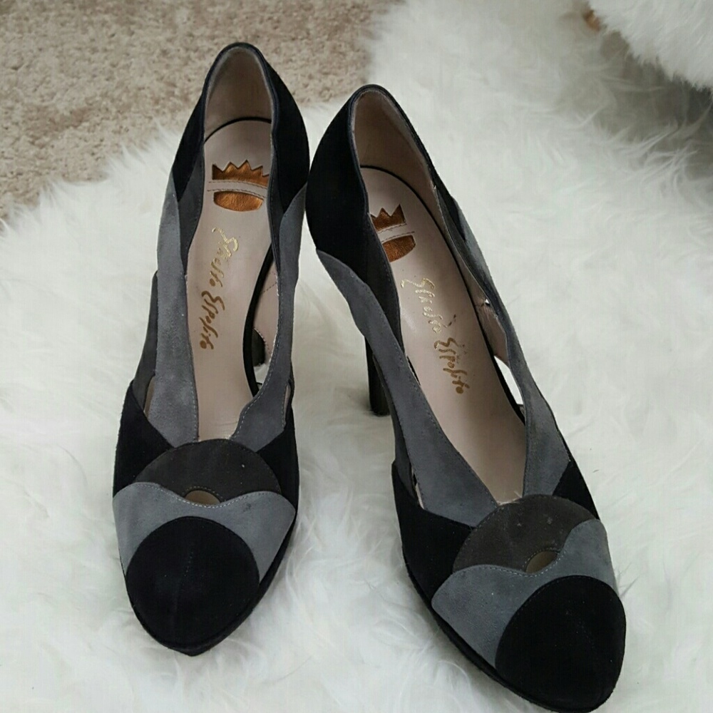 ERNESTO ESPOSITO patchwork suede heels