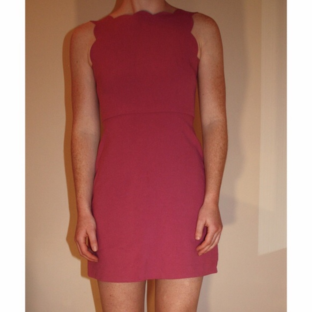 LOFT Raspberry Pink Scallop Dress