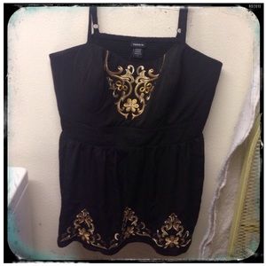 Torrid Black and Gold Fitted Tank