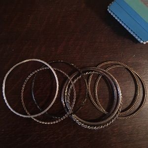 Set of brown and gold bangles
