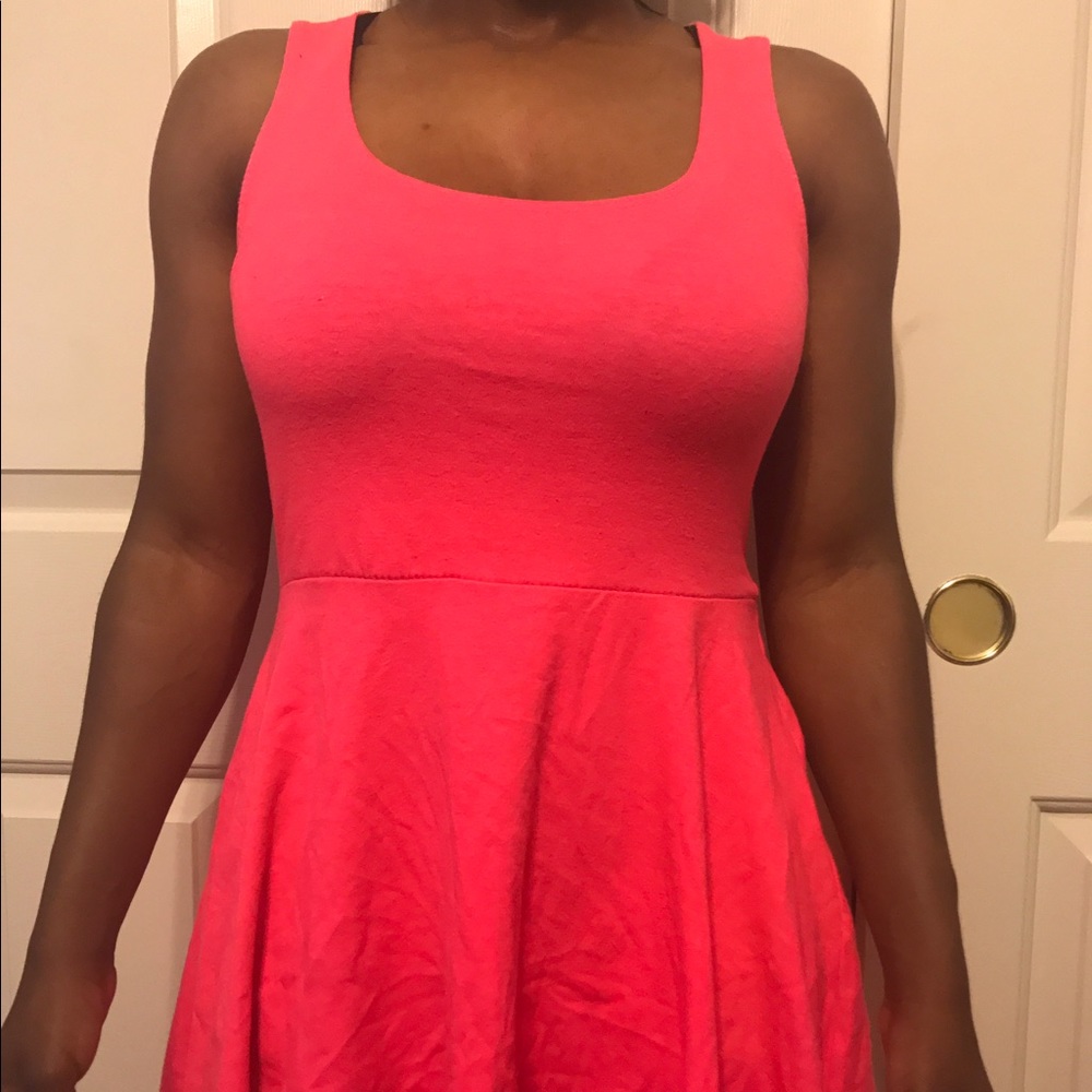 Bright pink skater dress