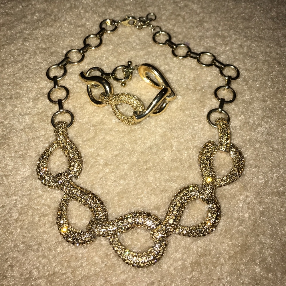 Gold statement necklace and bracelet set