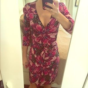 DVF Pink & Black Wrap Dress